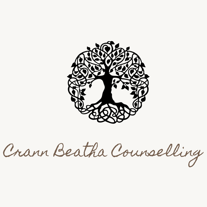 The Crann Beatha Counselling logo: a Celtic tree of life in a knotwork ring, above the practice name